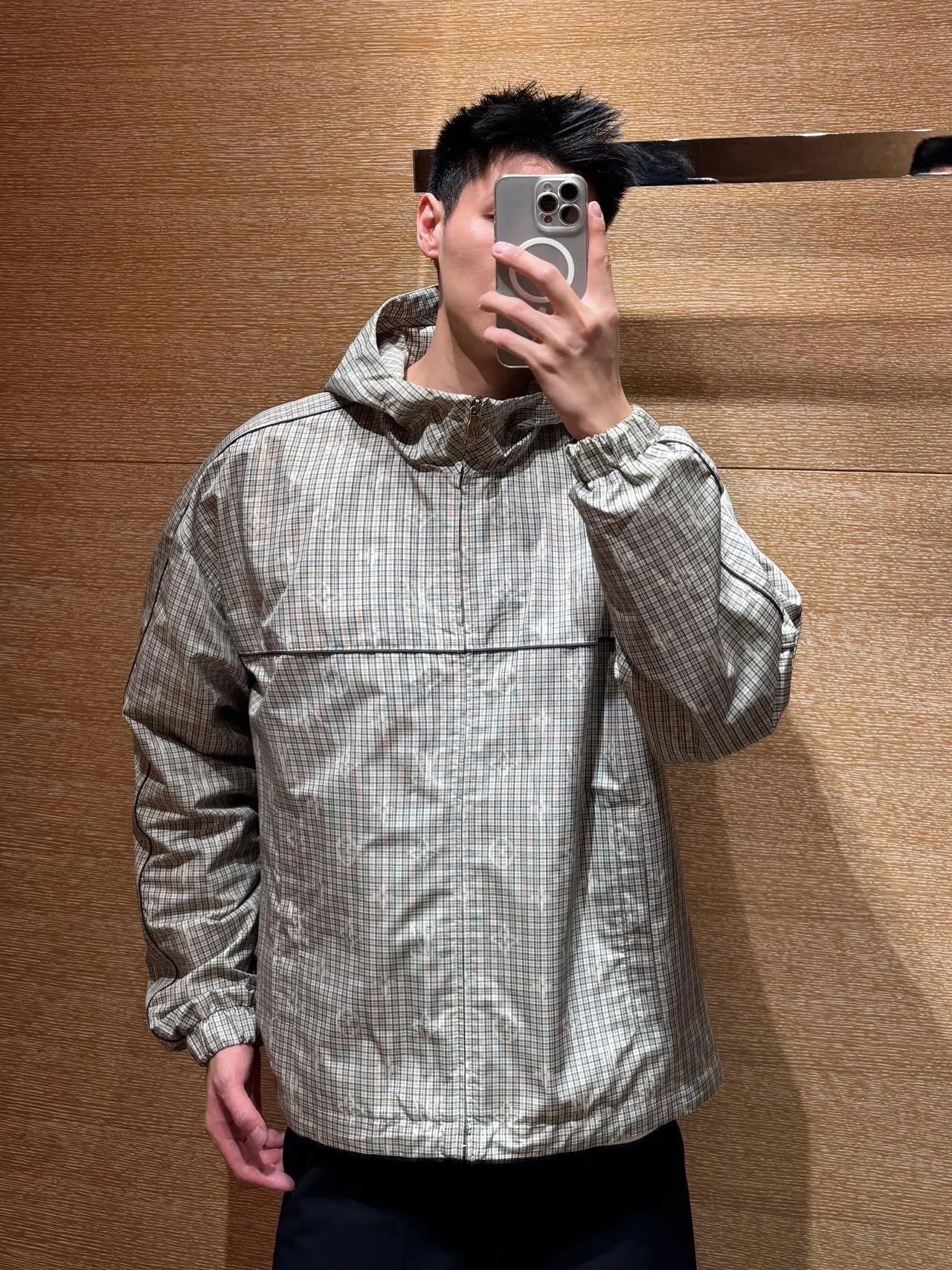 Louis Vuitton/Louis Vuitton plaid logo zipper hooded jacket